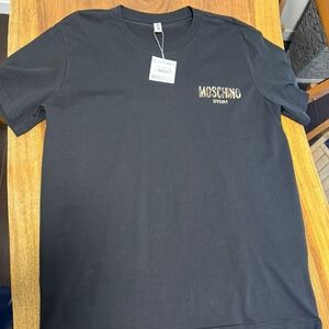Moschino Black Tee with Gold Logo